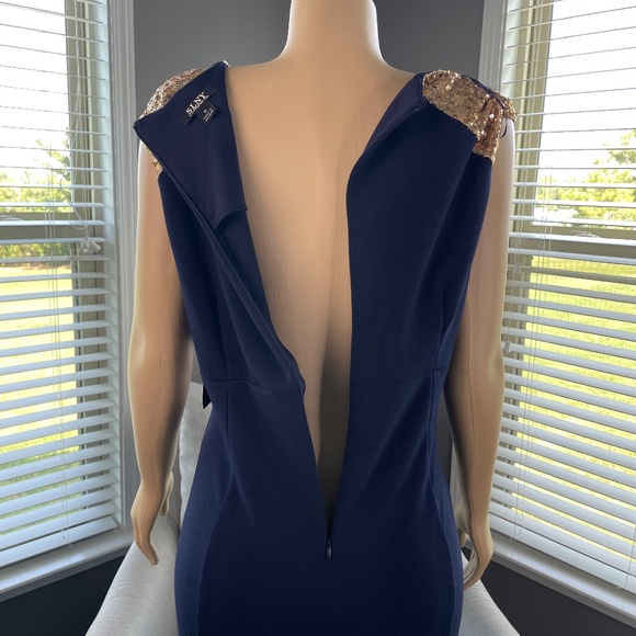 S.L.Fashions Long V-Neck Sleeveless Fit and Flare Dress Sequin with Slit NWT 18 - Picture 15 of 15